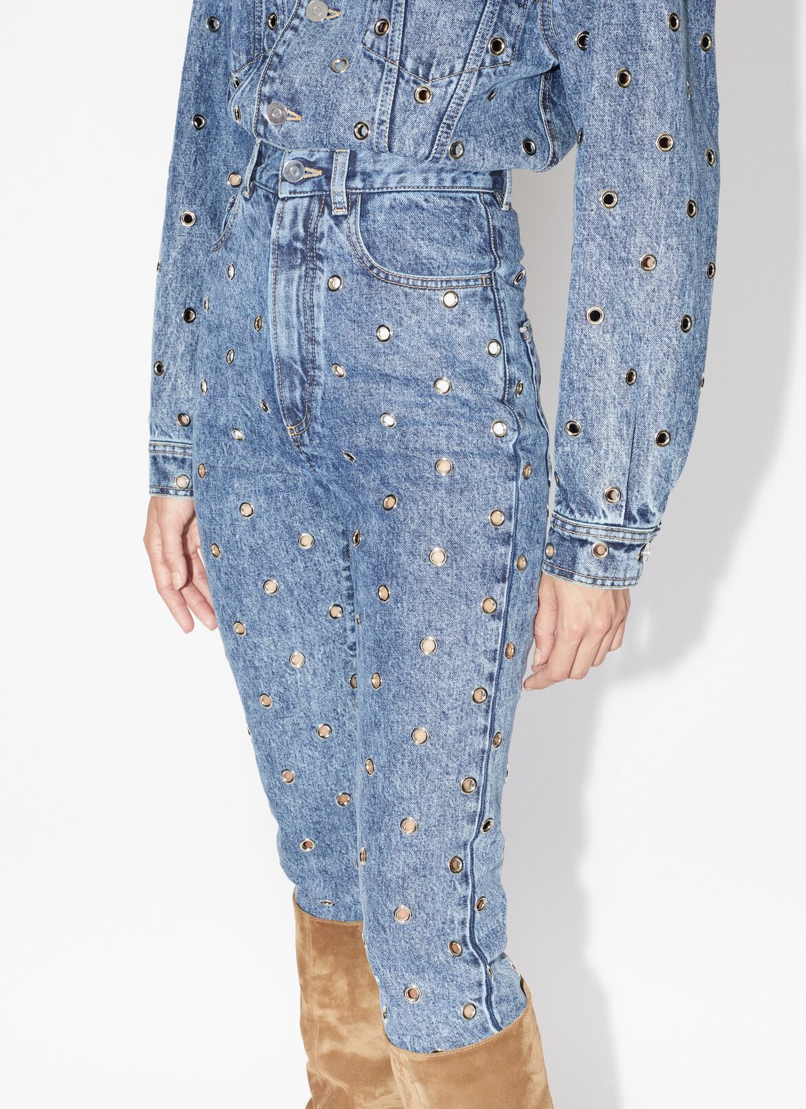 Eyelet denim jeans ALAÏA BLUE EYELET DENIM JEANS